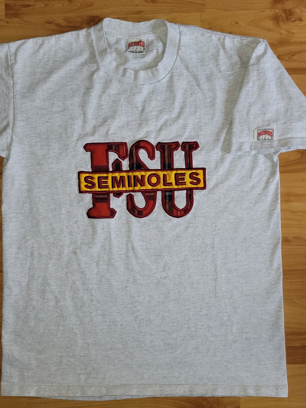 Vintage FSU Seminoles LARGE Plaid Graphic Tee Rare Nutmeg Single Stitch Made USA